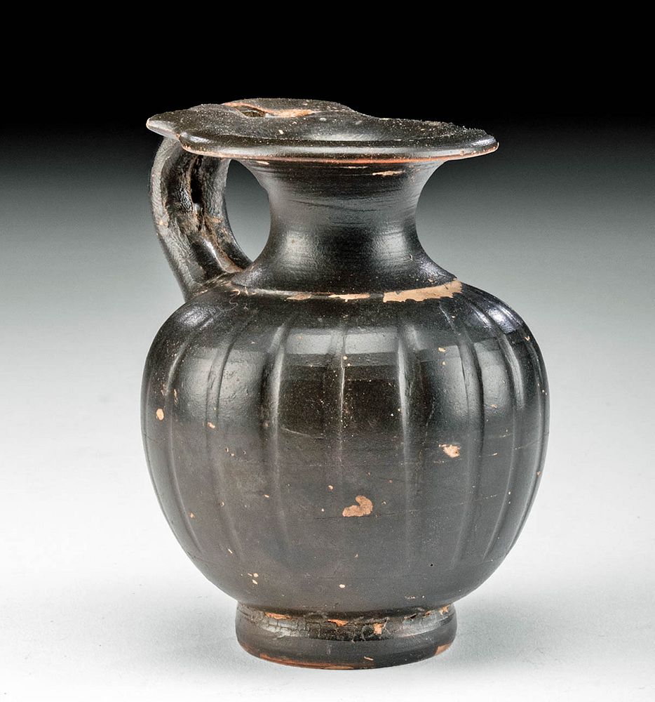 Appraisal: Greek Campanian Black Glazed Pottery Olpe First Time At Auction