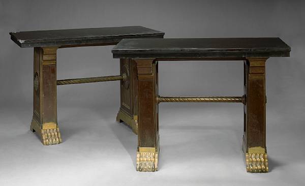 Appraisal: A pair of Baroque style tables from Paris bank Credit