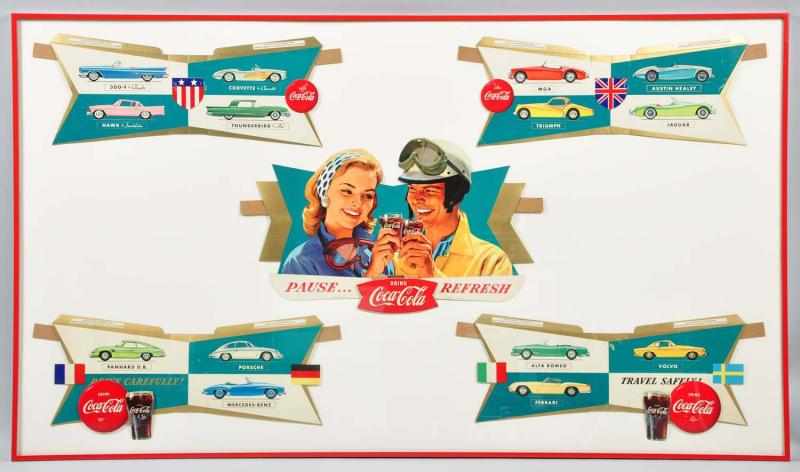 Appraisal: Coca-Cola Sports Cars Festoon Description Beautifully framed under plexiglass Complete