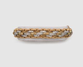 Appraisal: DAVID WEBB K Yellow Gold Platinum and Diamond Bracelet DAVID