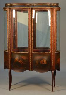 Appraisal: Fine double door curved glass Vernis Martin vitrine Fine double