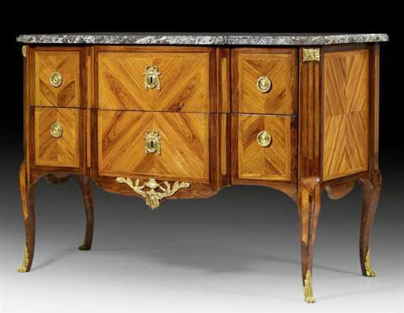 Appraisal: MINIATURE COMMODE Baroque South Germany th century Walnut burlwood and