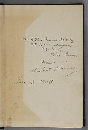 Appraisal: INSCRIBED HOOVER HERBERT - BOOKS INSCRIBED BY HOOVER American Individualism