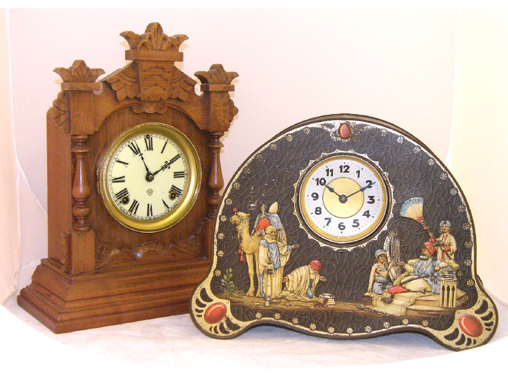 Appraisal: Ansonia two train mantel clock the cream dial within a