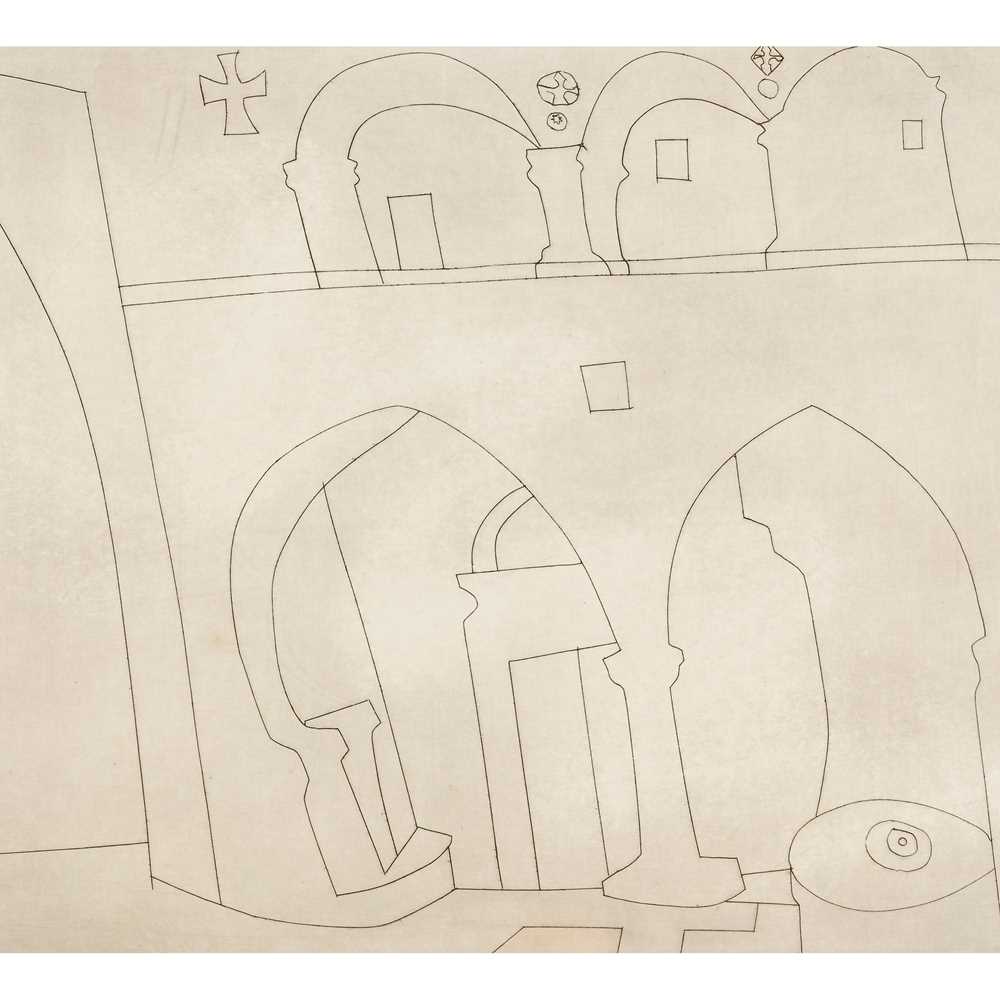 Appraisal: BEN NICHOLSON O M BRITISH - PATMOS MONASTERY FROM GREEK