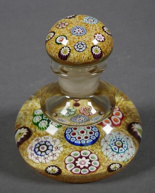 Appraisal: MILLEFIORI BLOWN GLASS PERFUME BOTTLELarge Murano style millefiori art glass