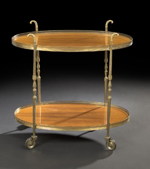 Appraisal: Louis XVI-Style Gilt-Brass-Mounted Kingwood Serving Trolley first quarter th century