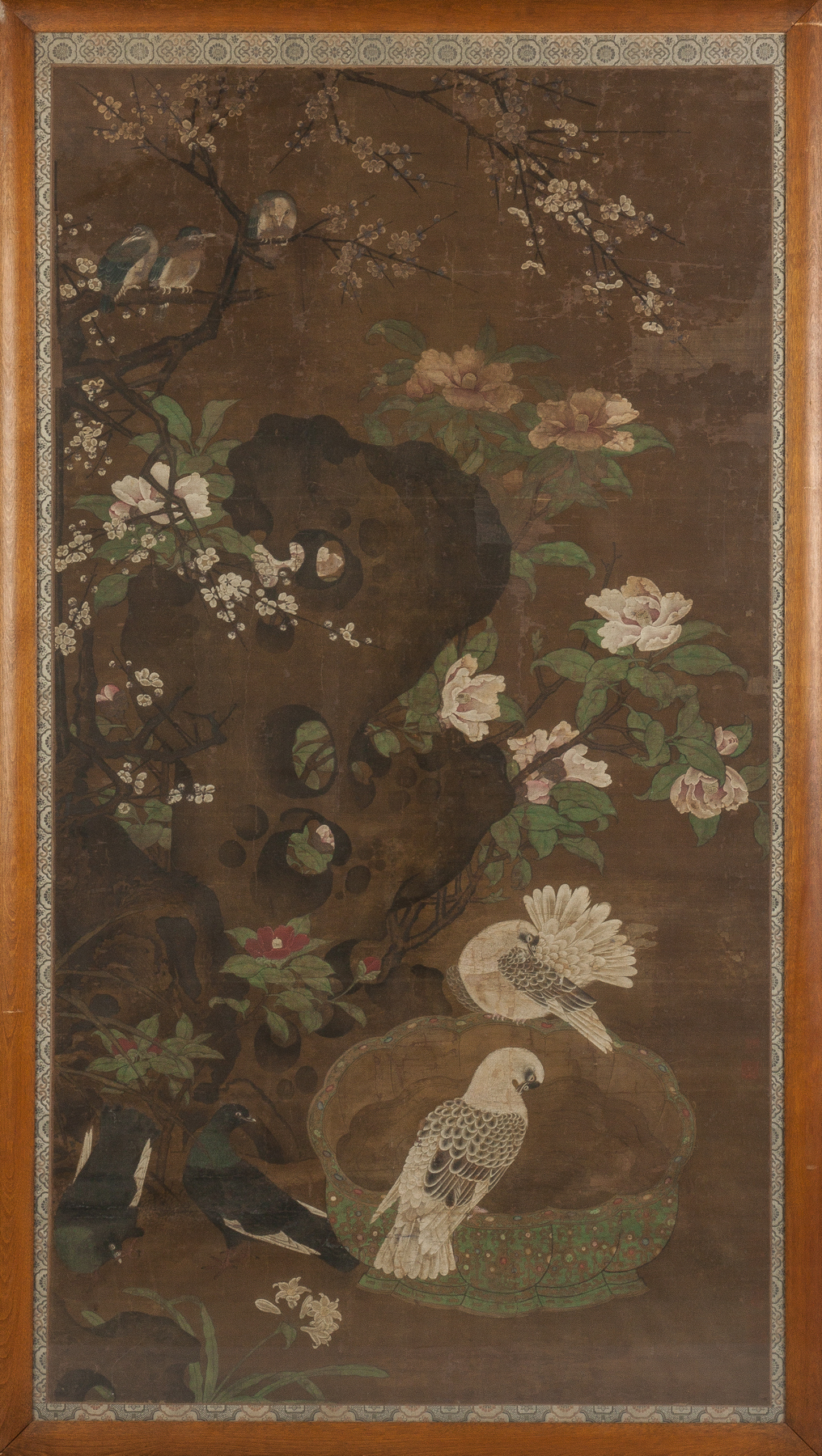 Appraisal: Japanese Painting on Silk C With birds in a prunus