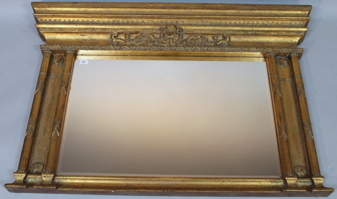 Appraisal: A thC style gilt wood over mantel mirror of classical