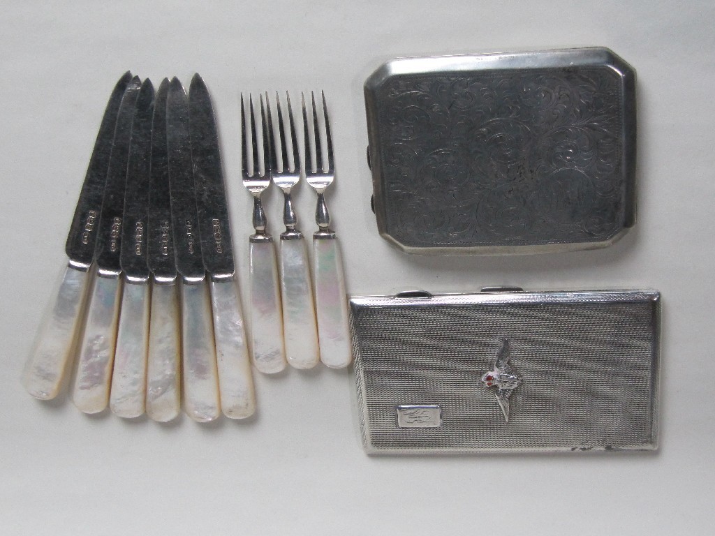 Appraisal: Lot comprising two silver cigarette cases and nine silver and