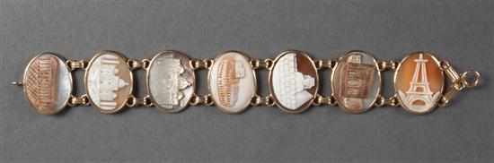 Appraisal: K gold and cameo souvenir bracelet in length grams total