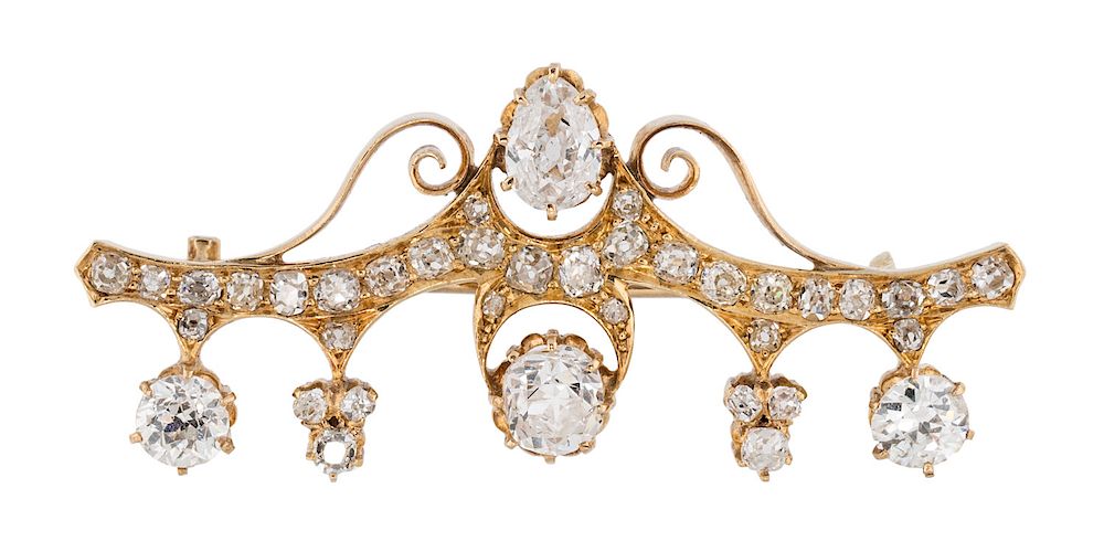 Appraisal: A RUSSIAN GOLD AND DIAMOND BROOCH WORKMASTER ALTHAUSEN DAVID ST