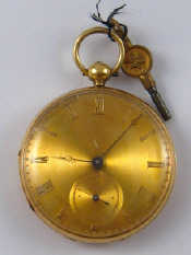 Appraisal: An carat gold cased key wind pocket watch hallmarked Chester