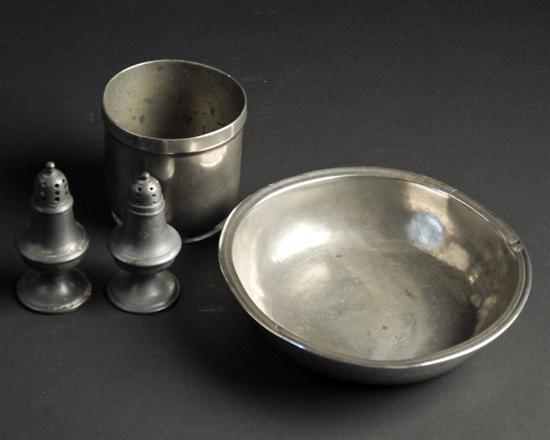 Appraisal: A Mixed Lot of Pewter Items a round basin with