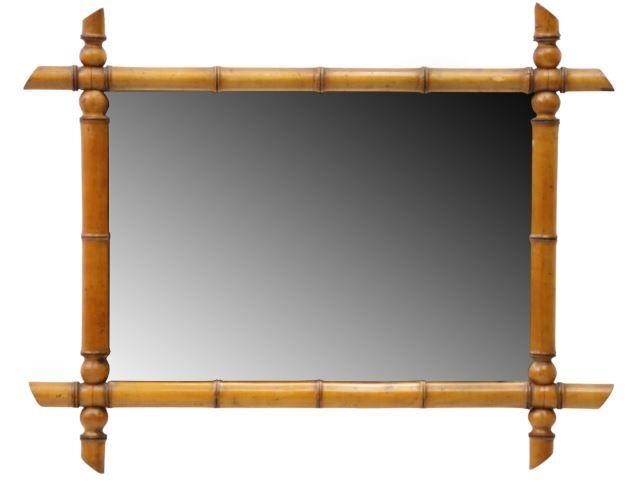 Appraisal: French faux bamboo mirror th c rectangular frame encasing flat