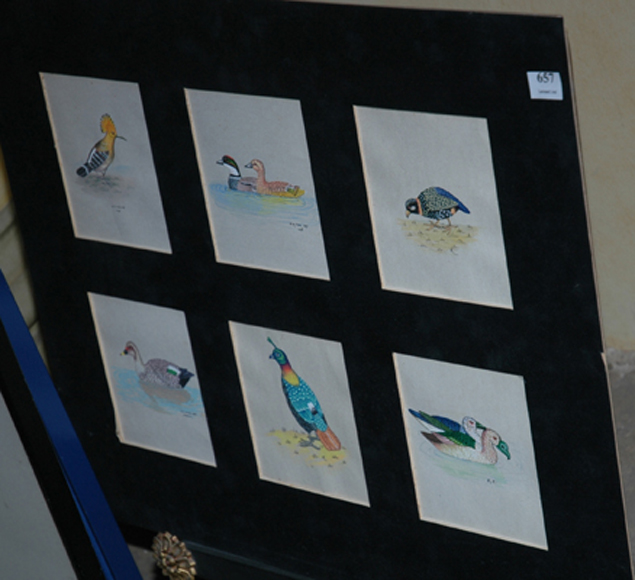 Appraisal: SIX FRAMED WATERCOLOURS DEPICTING VARIOUS BIRDS