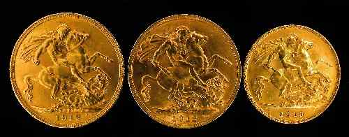 Appraisal: Two George V Sovereigns v f with edge knocks and