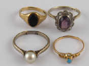 Appraisal: A mixed lot comprising two carat gold rings including one