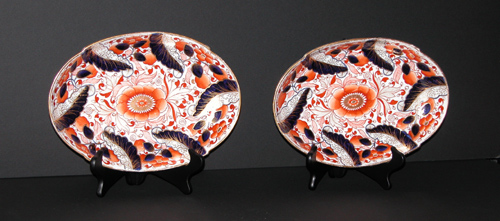 Appraisal: Pair of English Imari Palette Gaudy Decorated Oval Bowls circa