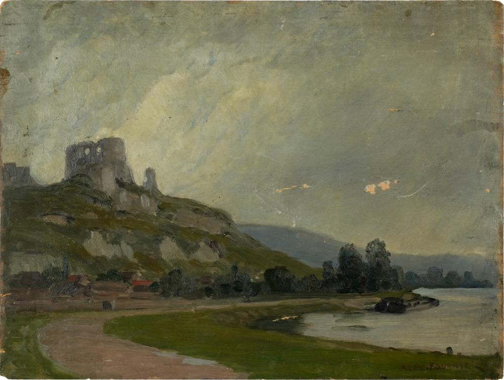 Appraisal: ALEXIS JEAN FOURNIER - CHATEAU GAILLARDChateau Gaillard Passing Storm oil