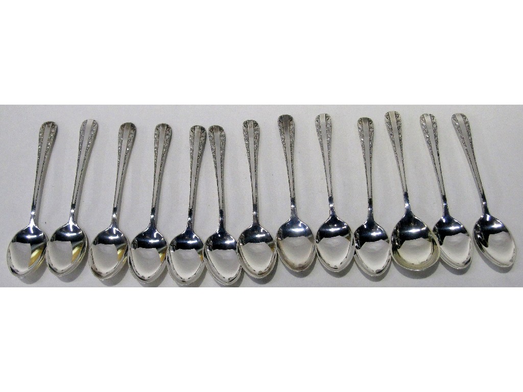 Appraisal: Set of twelve Birks sterling silver teaspoons with sugar spoon