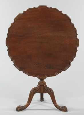 Appraisal: A Chippendale Style Pie Crust Tea Table Tripod wood tea