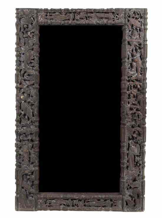 Appraisal: A Chinese Carved Wood Mirror having a rectangular plate set