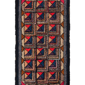 Appraisal: A Geometric Pattern Hooked Rug th Century feet inches x