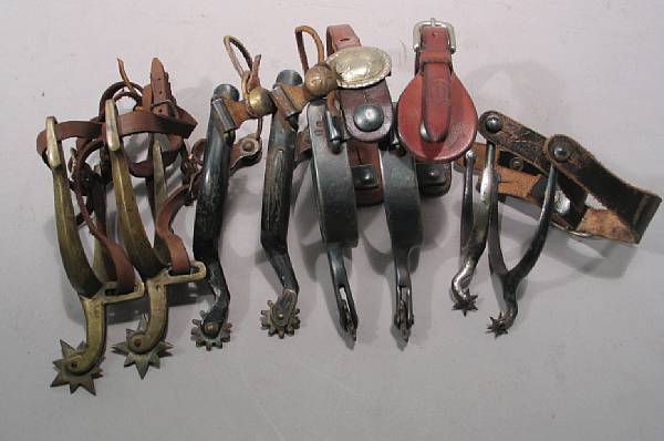 Appraisal: A lot of four pairs of riding spurs Including Unmarked