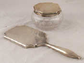 Appraisal: Art Deco silver mounted cut glass powder bowl and matching