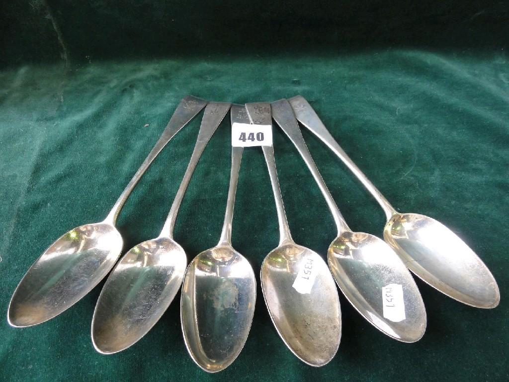 Appraisal: A set of six Victorian silver Old English pattern tablespoons