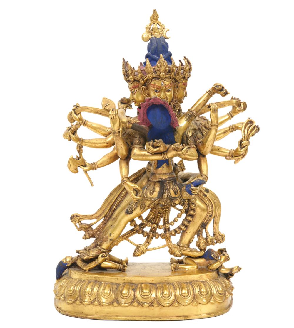 Appraisal: Himalayan Buddhist 'Chakrasamvara' figure with many faces and arms Krishnacharin