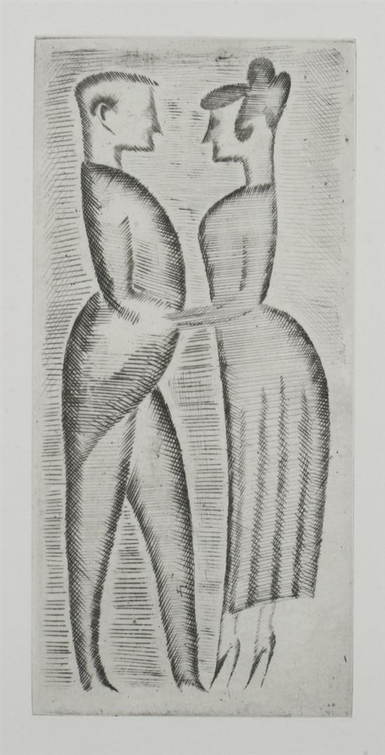 Appraisal: ELIE NADELMAN American - THE EMBRACE drypoint etching - Framed