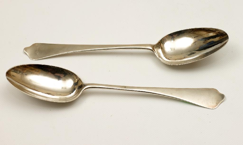 Appraisal: MATCHED PAIR OF GEORGE III SILVER DOGNOSE TABLE SPOONS each