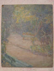 Appraisal: Impressionist Garden' Oil on board Date on reverse x mm