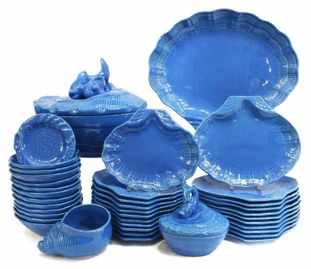 Appraisal: Italian ceramic seafood service Este Ceramiche in blue glaze comprising