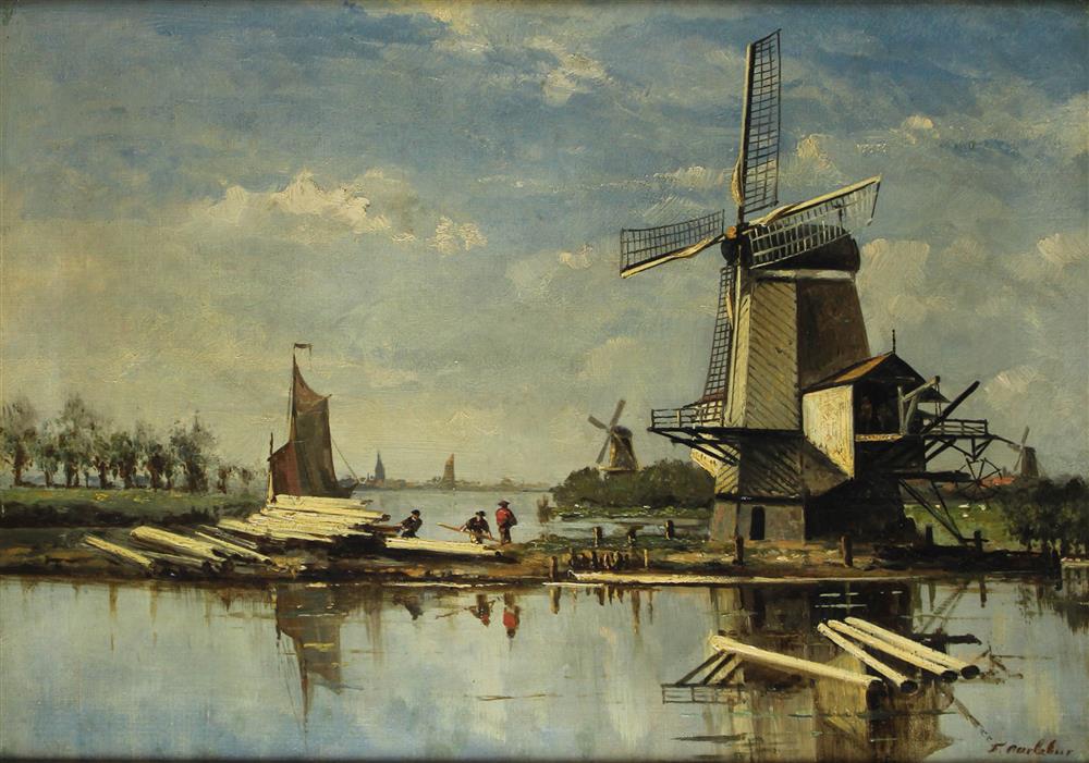 Appraisal: FRANCOIS CARLEBUR II DUTCH - WINDMILL Oil on canvas x