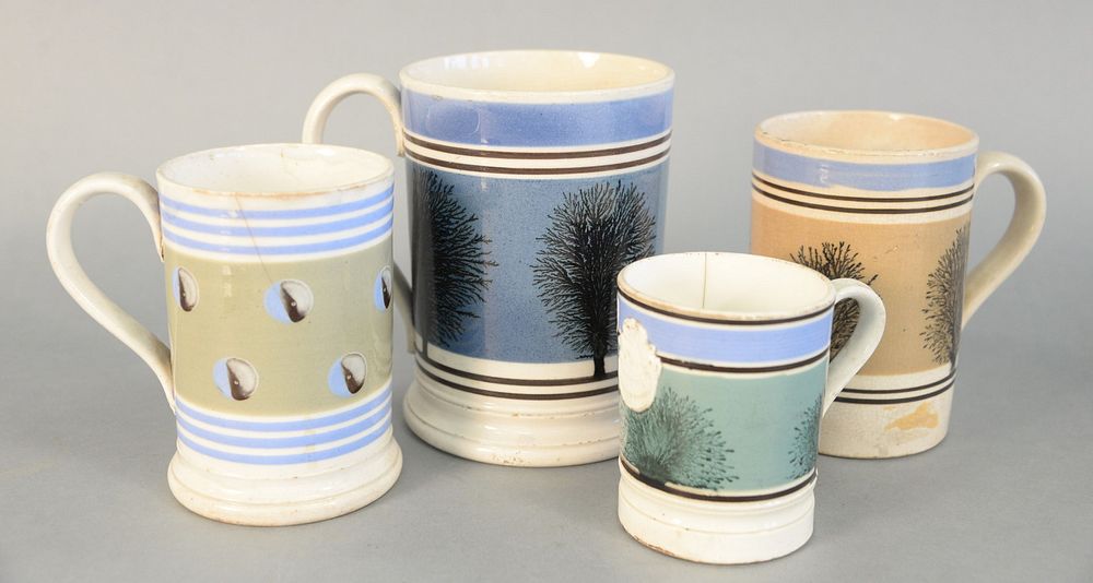 Appraisal: Lot of Four Mocha Mugs to include two with tree