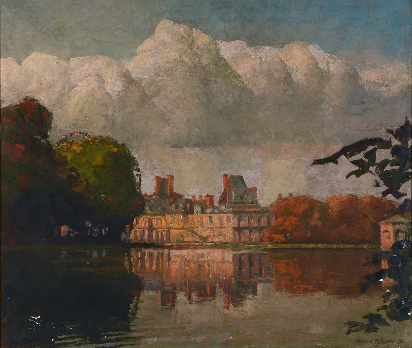 Appraisal: TELLANDER Frederic American French - ''Palace and Lake at Fountainebleau''