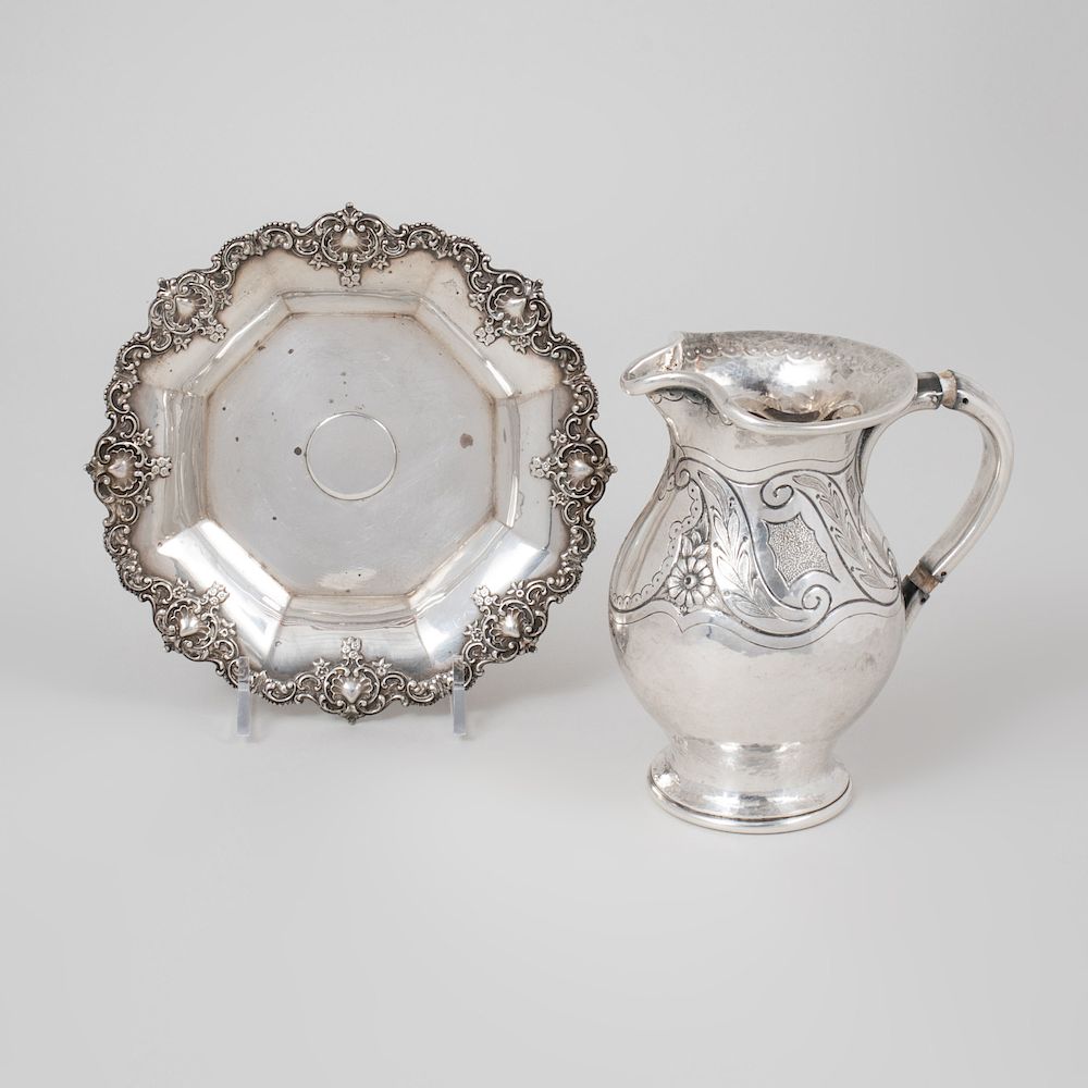 Appraisal: Portuguese Silver Hot Milk Jug and an American Silver Dish