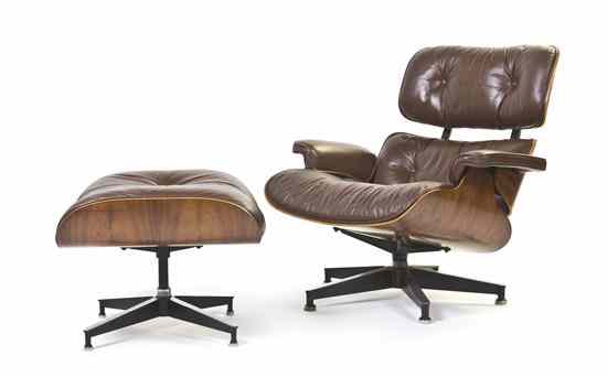 Appraisal: An American Rosewood Lounge Chair and Ottoman Charles and Ray