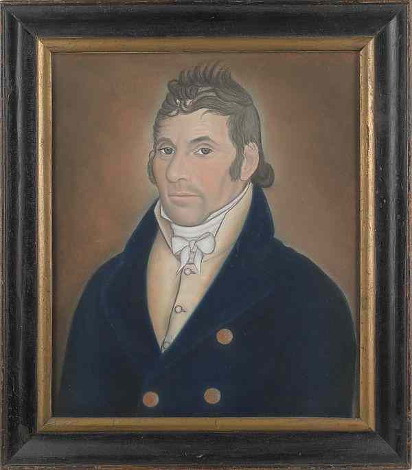 Appraisal: Micah Williams American - pastel portrait of a gentleman x