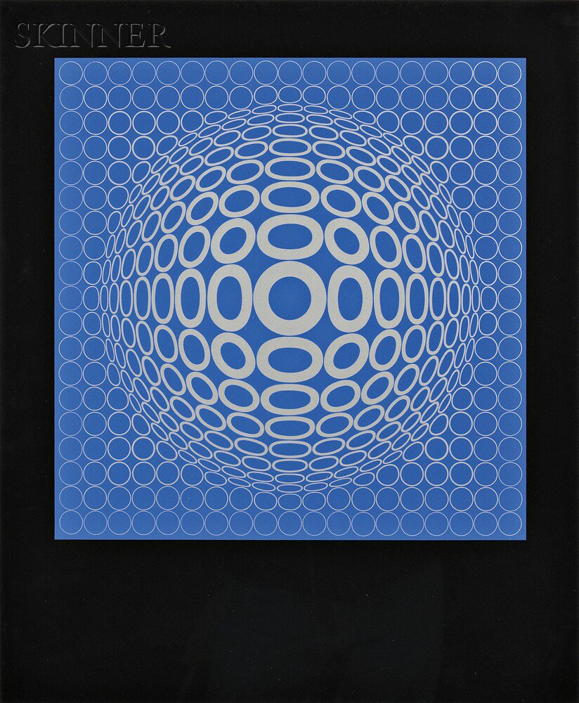 Appraisal: Victor Vasarely Hungarian French - Untitled Tuz in Blue and