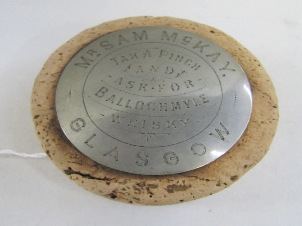 Appraisal: Cork and white metal snuff box engraved - 'Mr Sam