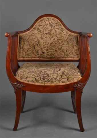 Appraisal: An Antique Moorish Mahogany ArmchairWith needlepoint seat and back with