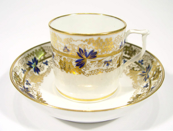 Appraisal: Early th Century Derby coffee can and saucer with cobalt