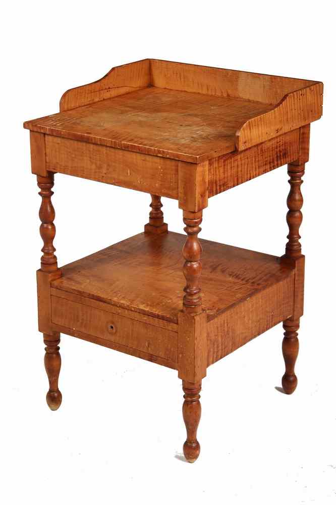 Appraisal: TIGER MAPLE WASH STAND - Circa Maine Country Tiger Maple