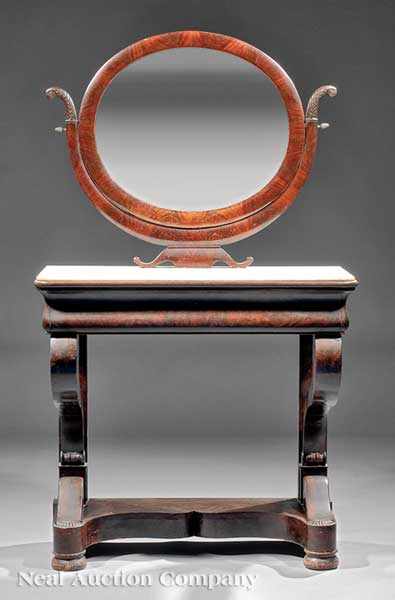 Appraisal: An American or French Restauration Mahogany Dressing Table c mirror