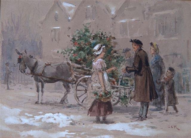 Appraisal: GEORGE GOODWIN KILBURN - - The Christmas Holly Vendor signed