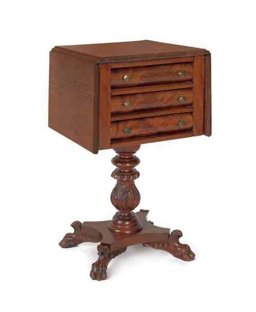 Appraisal: Empire mahogany work stand th c h w Provenance The